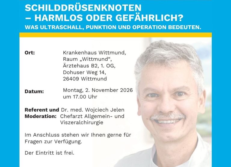 Mehr über den Artikel erfahren Weiter geht es mit unserer Vortragsreihe „Medizin für alle – Gut zu wissen“!